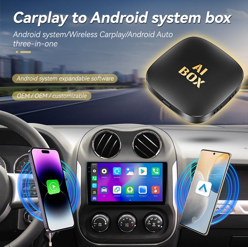 Wireless Android 13 CarPlay Adapter – AI Box with Netflix, YouTube & Android Auto (Plug & Play)