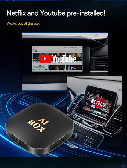 Wireless Android 13 CarPlay Adapter – AI Box with Netflix, YouTube & Android Auto (Plug & Play)